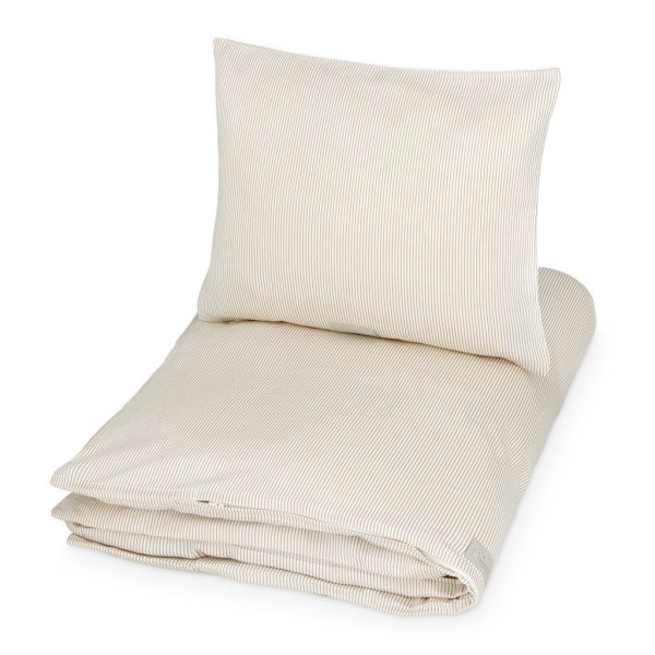 Bettwäsche-Set, Einzelbett, 140x200cm - GOTS Classic Stripes Camel Online-Verkauf