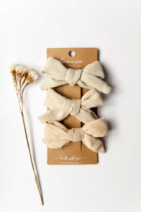 Haarspangen  Corduroy Bows Trio  Im Angebot