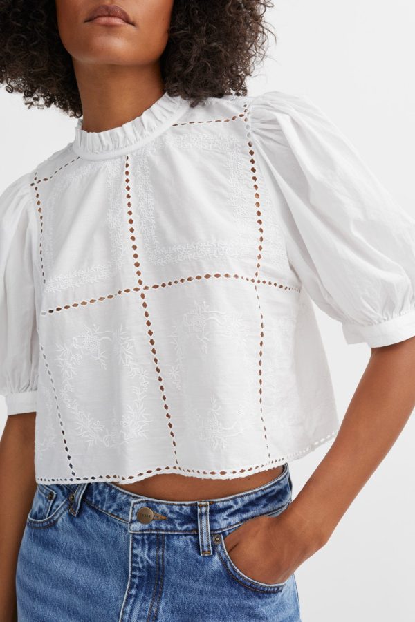Anemone crop blouse - Optic white Online-Schn?ppchen