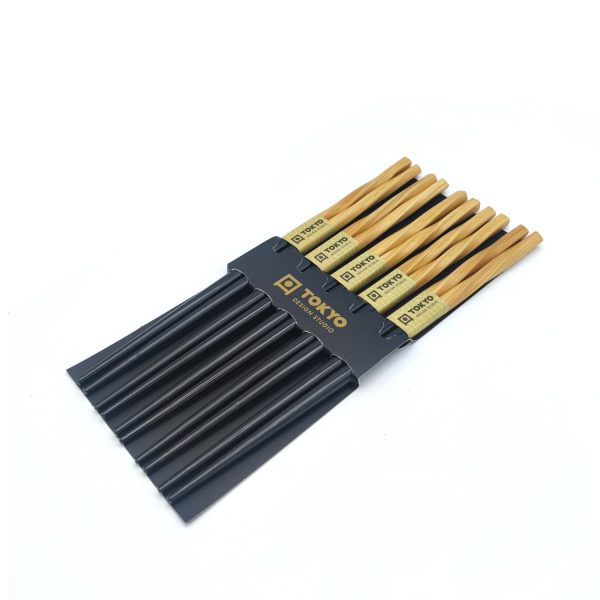 Chopsticks Set Black Twist Bamboo 5er Mode