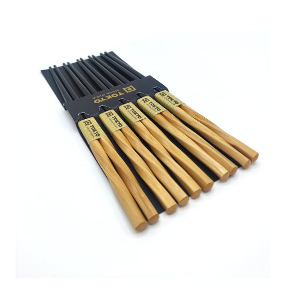 Chopsticks Set Black Twist Bamboo 5er Mode – Bild 2