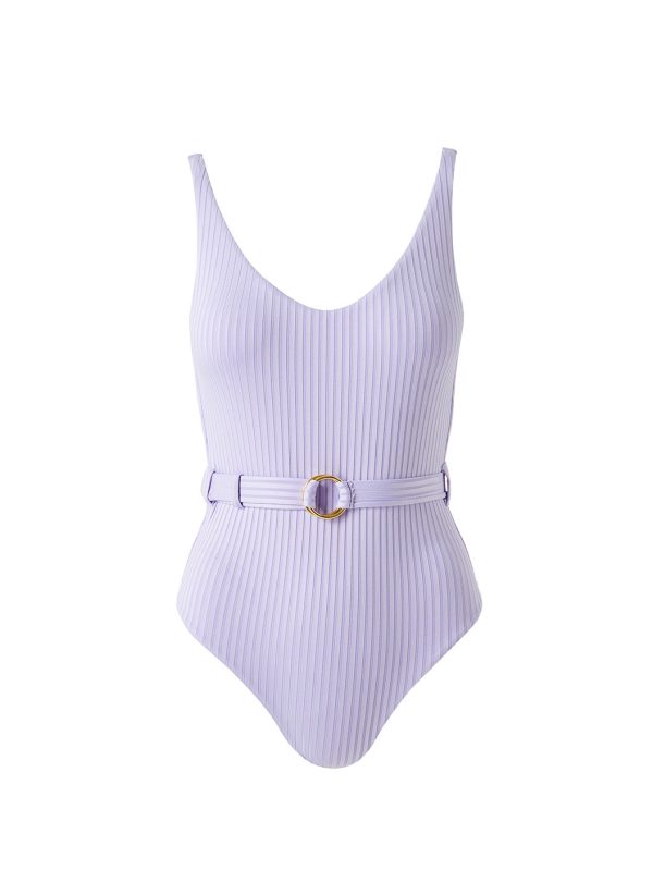 St Tropez Lavender Ribbed Swimsuit Verkauf
